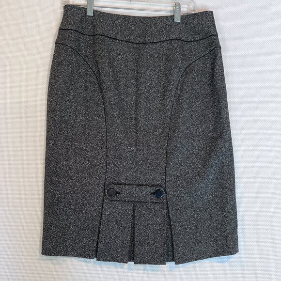 Ann Taylor Skirt Women’s 6 Gray Tweed Wool Blend Straight Lined Kick Pleat - Picture 6 of 11